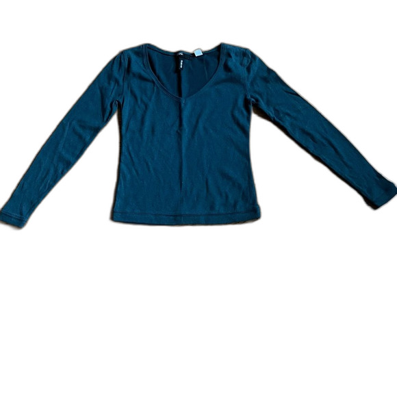 BDG Slim Fit Thermal V-Neck Long Sleeve Top Green Size XS - Picture 3 of 10